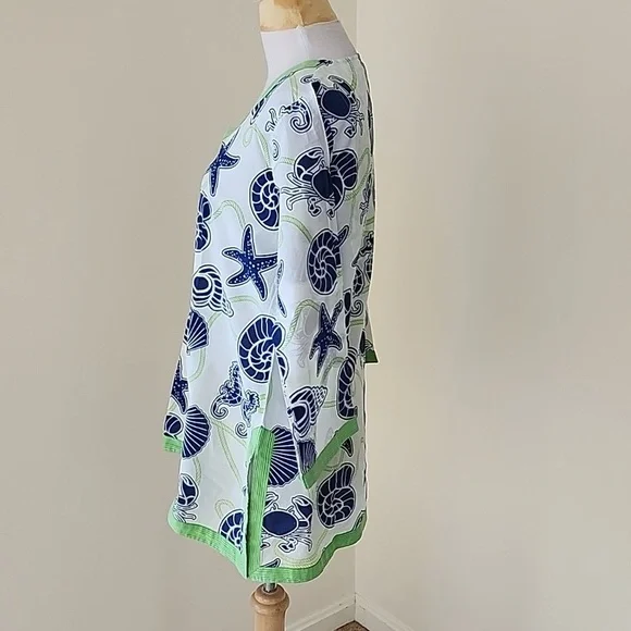 Gretchen Scott designs medium sea life white multi tunic/cover up. - Picture 3 of 8